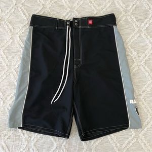 NFL Oakland Raiders Board Shorts Swim Trunks Black Gray Size XL